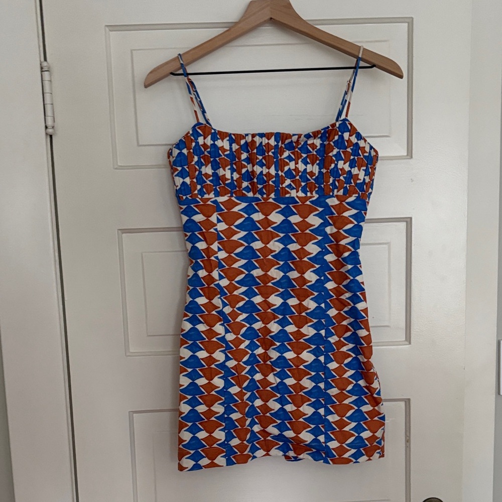 Anthropologie Blue and Orange Mini Dress